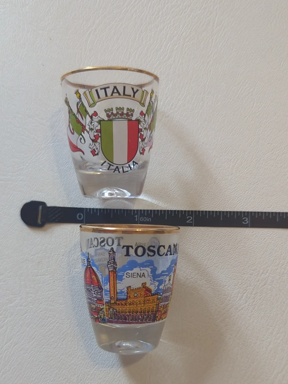 Set Of Italian Souvenir Shot Glasses Italy Tuscany Firenze Pisa Two Shot Glasses